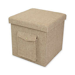 Humble Crew Folding Storage Ottoman with Pocket in Purple