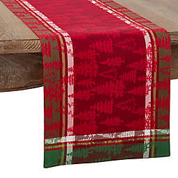 Saro Lifestyle Plaid Christmas Forêt 13-Inch x 72-Inch Table Runner in Red