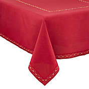 Saro Lifestyle Embroidered Noel Holiday Table Linen Collection in Burgundy