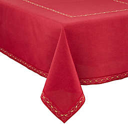 Saro Lifestyle Embroidered Noel Holiday Table Linen Collection in Burgundy