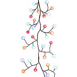 Kurt S. Adler, Inc. 6-Foot Pre-Lit Cotton Ball Garland in Brown with Multicolor Lights