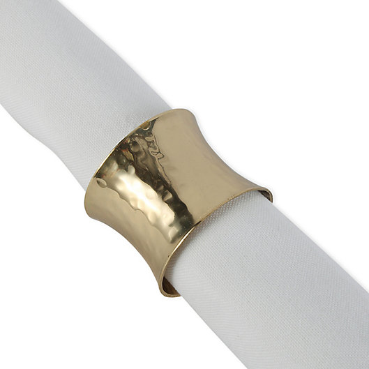 Alternate image 1 for Hammered Napkin Ring in Gold (Set of 12)