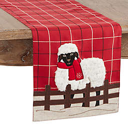 Saro Lifestyle Christmas Sheep 13-Inch x 72-Inch Table Runner in Red