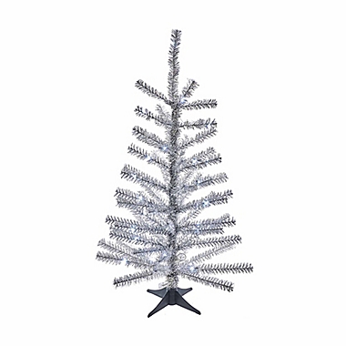 Kurt S. Adler, Inc. 2-Foot Tinsel Pre-Lit Christmas Tree in Silver with White LED Lights. View a larger version of this product image.