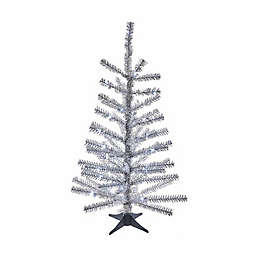 Kurt S. Adler, Inc. 2-Foot Tinsel Pre-Lit Christmas Tree in Silver with White LED Lights