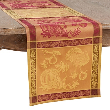Saro Lifestyle Thanksgiving Jacquard 60-Inch Table Runner in Orange. View a larger version of this product image.