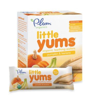 Plum Organics&trade; 6-Packs of 3 Little Yums&trade; Organic Teething Wafers in Pumpkin and Banana. View a larger version of this product image.