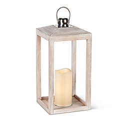 Everlasting Glow® Antique Wood Lantern in Faded White