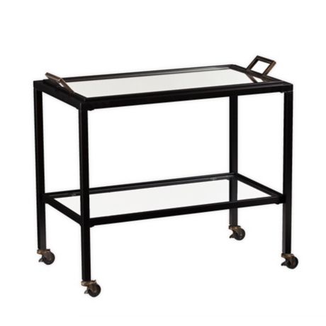 Southern Enterprises C Kersey Rolling Metal Bar Cart In Black And