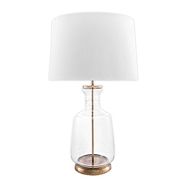 nuLOOM Emma Clear Glass Table Lamp with Cotton Shade in Ivory. View a larger version of this product image.