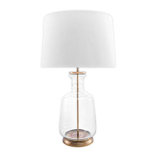 Nuloom Emma Clear Glass Table Lamp With, Clear Glass Table Lamp With Grey Shade