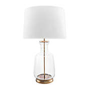 nuLOOM Emma Clear Glass Table Lamp with Cotton Shade in Ivory