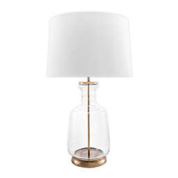 nuLOOM Emma Clear Glass Table Lamp with Cotton Shade in Ivory