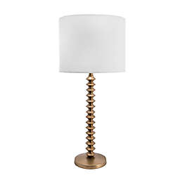nuLOOM Aluminum Pagoda Table Lamp in Antique Brass with Cotton Shade