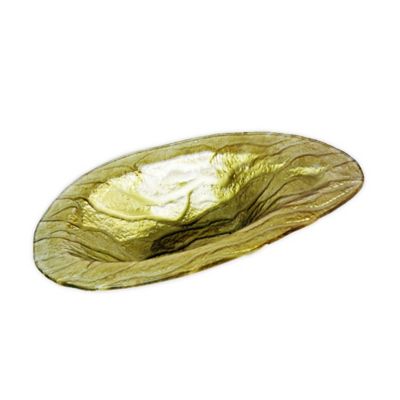 Jasmine Art Glass Decorative Glass 22-Inch Nugget Bowl in Gold