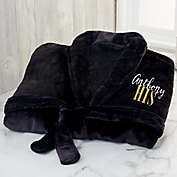 His or Hers Embroidered Luxury Fleece Robe in Black