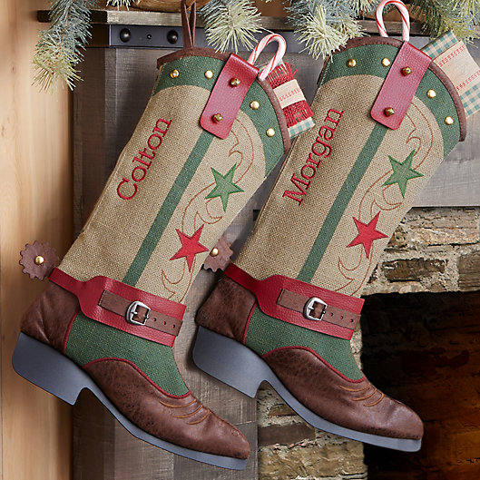 Alternate image 1 for Cowboy Boot Personalized Christmas Stocking