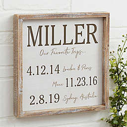 Eventful Family Dates Personalized 12-Inch Square Barnwood Frame Wall Art