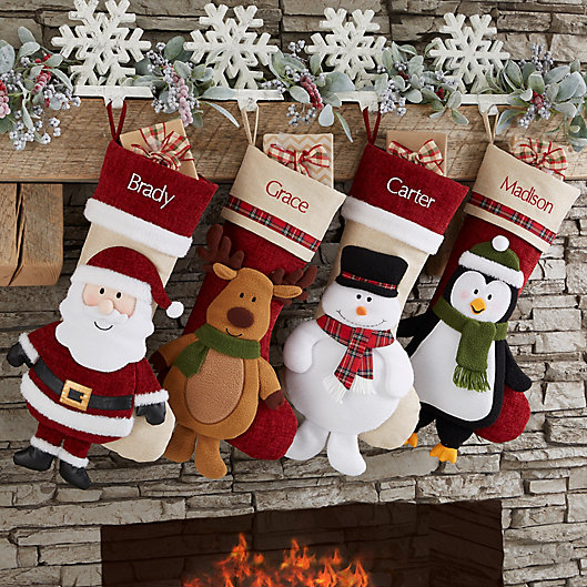Alternate image 1 for Penguin Cheerful Holiday Personalized Christmas Stocking