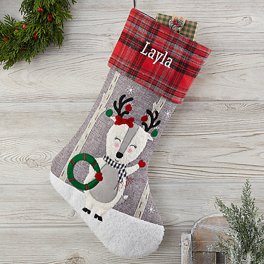 Alternate image 1 for Wintry Cheer Deer Personalized Christmas Stocking