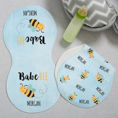 Bee Happy Personalized Burp Cloths (Set of 2)