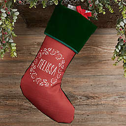 Christmas Wreath Personalized Green Christmas Stocking