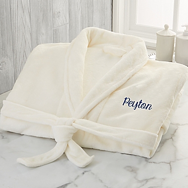 Classic Comfort Personalized Luxury Fleece Robe in Ivory. View a larger version of this product image.