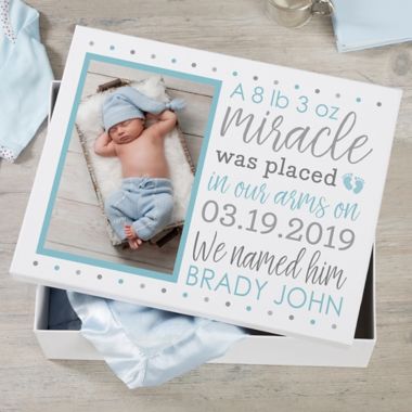 Baby Boy&#39;s Story Personalized Photo Keepsake Memory Box. View a larger version of this product image.