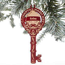 Santa's Magic Key Personalized Wood Ornament in Red Wood