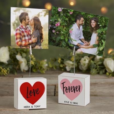 Sweethearts Personalized Photo Clip Holder Block
