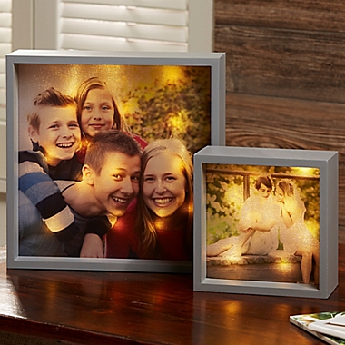 Personalized Photo LED 10-Inch Square Light Shadow Box in Ivory. View a larger version of this product image.