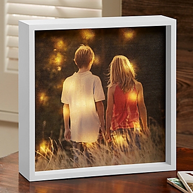 Personalized Photo LED 10-Inch Square Light Shadow Box in Ivory. View a larger version of this product image.