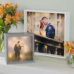 Personalized Wedding Photo LED Ivory Light Shadow Box Collection