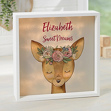 Woodland Floral Deer Personalized LED Shadow Box Collection. View a larger version of this product image.