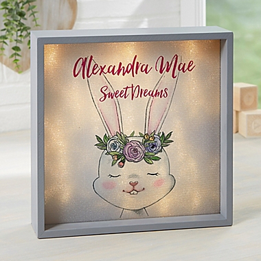 Woodland Floral Bunny Personalized LED Shadow Box Collection. View a larger version of this product image.