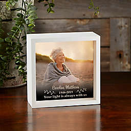 Photo Memorial Personalized 6-Inch Square LED Shadow Box in Ivory