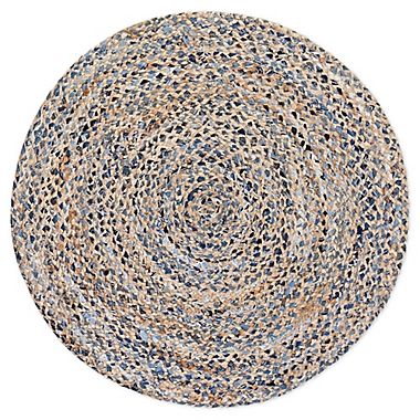 Round Kerala Denim &amp; Jute Rug. View a larger version of this product image.