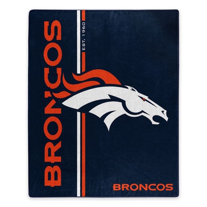 Nfl Denver Broncos Royal Plush Raschel Throw Bed Bath Beyond