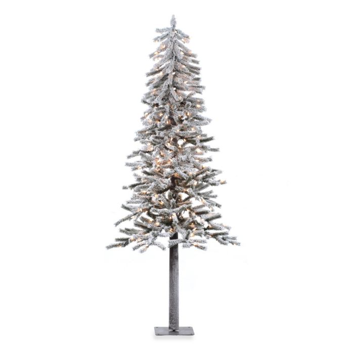 Vickerman Flocked Alpine Pre-Lit Christmas Tree with Clear ...