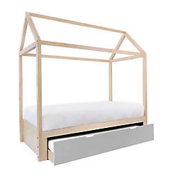 Nico & Yeye Domo Zen Twin Canopy Bed with Trundle in Grey