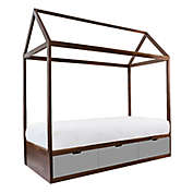 Nico &amp; Yeye Domo Zen Twin Canopy Bed with Drawers in Walnut/Grey