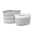 Alternate image 0 for Taylor Madison Designs&reg; Oval Cotton Rope Tote Bins in Grey/White (Set of 2)