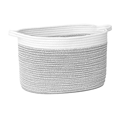 Taylor Madison Designs&reg; Oval Cotton Rope Tote Bins in Grey/White (Set of 2). View a larger version of this product image.
