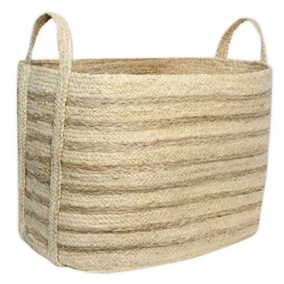 Taylor Madison Designs&reg; Rectangular Natural Braided Maize Basket with Seagrass Stripes
