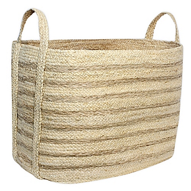 Taylor Madison Designs&reg; Rectangular Natural Braided Maize Basket with Seagrass Stripes. View a larger version of this product image.
