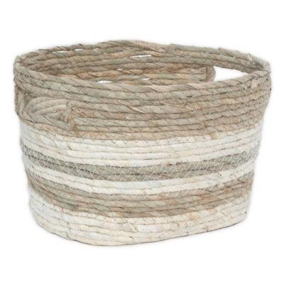 Taylor Madison Designs&reg; Small Oval Seagrass and Maize Striped Basket