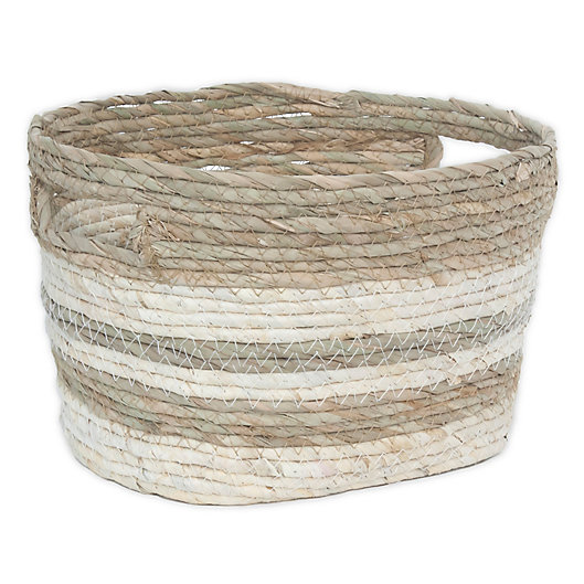 Alternate image 1 for Taylor Madison Designs® Small Oval Seagrass and Maize Striped Basket