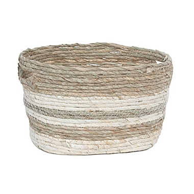 Taylor Madison Designs&reg; Small Oval Seagrass and Maize Striped Basket. View a larger version of this product image.