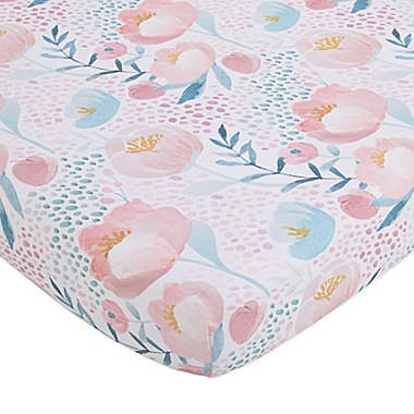 NoJo Watercolor Blossom 8-Piece Floral Crib Bedding Set in Pink. View a larger version of this product image.