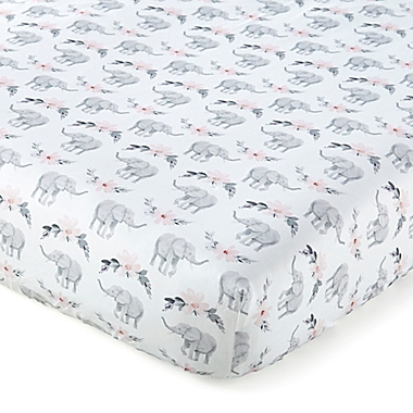Levtex Baby&reg; Heritage Elephants Fitted Crib Sheet in Pink/Grey. View a larger version of this product image.
